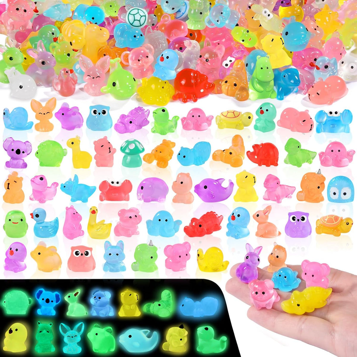 DIYDEC 60PCS Luminous Mini Resin Animals 60 Styles Miniatures Glow - 184PCS Luminous Mini Resin Animals