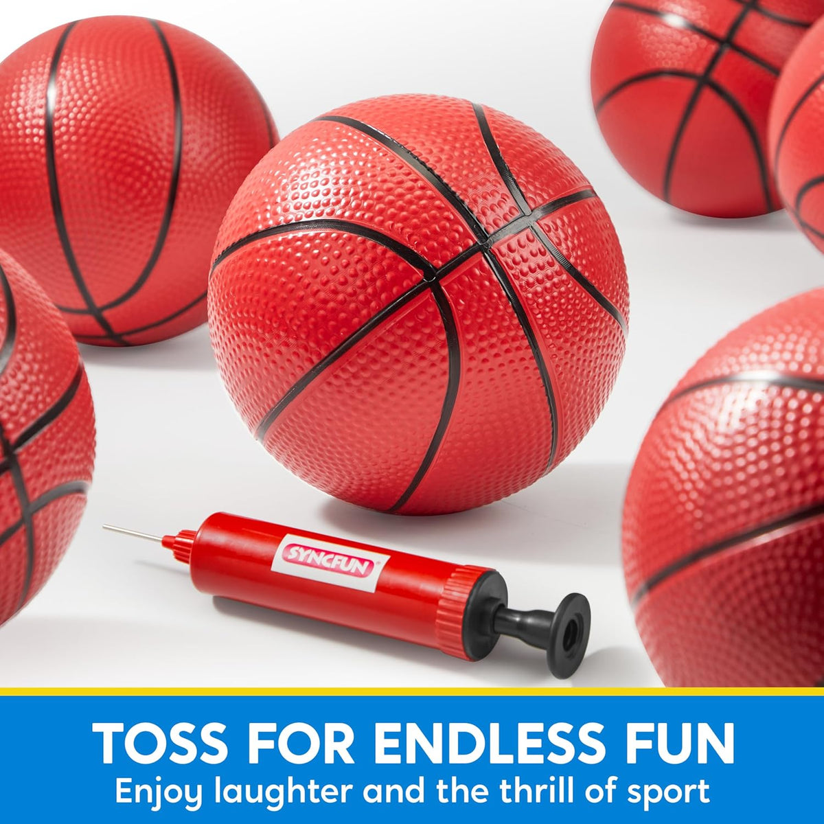 SYNCFUN 6 PCS Mini Basketballs, Inflatable Rubber Ball - Red - image 2