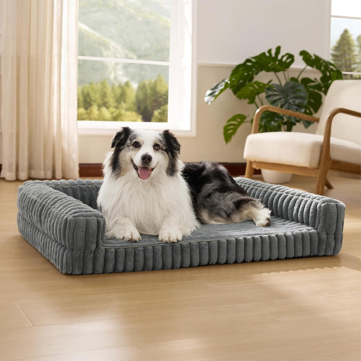 Bedsure ComfyFleece Memory Foam Orthopedic XL Dog Bed Washable 42" – Essentials for Dogs - Grey / 42.0"l X 30.0"w X 7"th