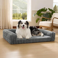Bedsure Orthopedic Dog Beds for Extra Large Dogs, Waterproof Memory Foam XL Pet Bed with Sides, Non-Slip and Egg-Crate Foam Big Dog Couch Sofa with Washable Removable Corduroy Cover, Grey