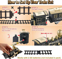 JUQU Train Set, Battery Operated Model Train Toy with Light - Black Gold - image 4