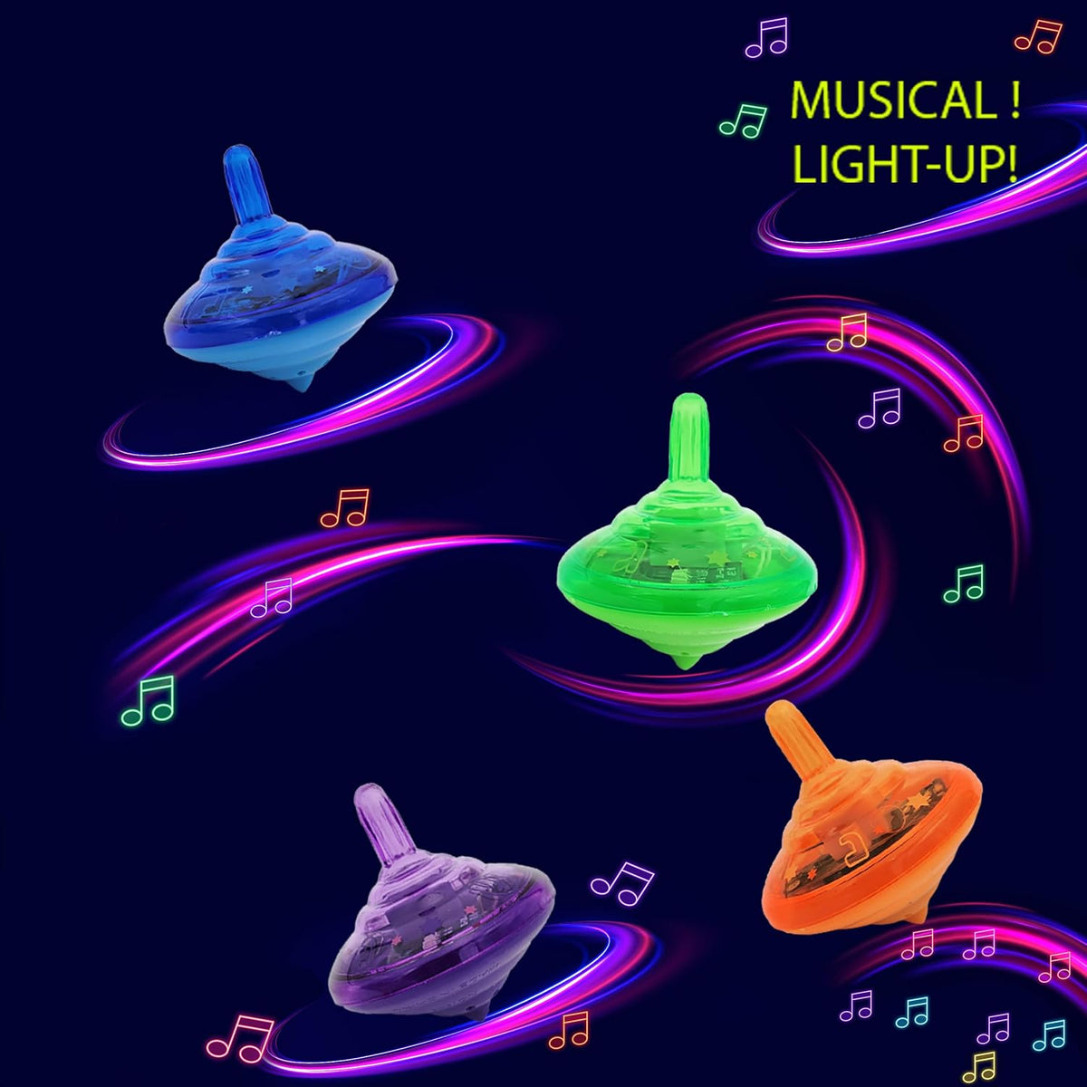 The Dreidel Company musical light-up Hanukkah dreidels, 4 pack in assorted colors - view 6