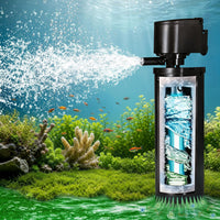 200GPH Aquarium Filter, U-V for Aquarium for 20-75 Gal Tank - Aquarium Filter for 55-150 Gallon / Black