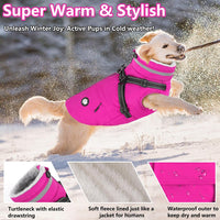 Dogcheer waterproof fleece dog coat with built-in harness and zipper - view 3