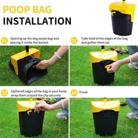 Pooper Scooper Large Swivel Bin & Rake with 160 Waste Bags - Yellow - image 4