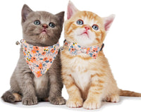 Fall Cat Collar with Bowtie - 7.5"- 10.5" / Orange Floral - image 2