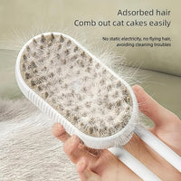 Puffease Cat Steam Brush, Spritz Defur Comb for Cats, Quick & Easy Pet Hair Remover, Massaging & Deshedding - Anti-Static, Moisturizing, USB Rechargeable for Dogs & Cats (Brown)