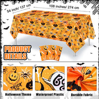 Newwiee 3 pack Halloween plastic tablecloths with candy corn print, 108 x 54 inches - view 14