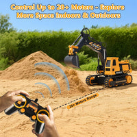 DOUBLE E Remote Control Excavator Toy - Black-yellow - image 4