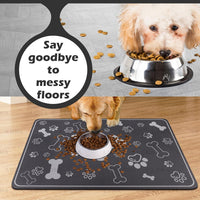 Dog Cat Food Mat, Rapid Absorbent Pet Feeding Mat - 29"L x 17"W / Square Dark Grey - image 4