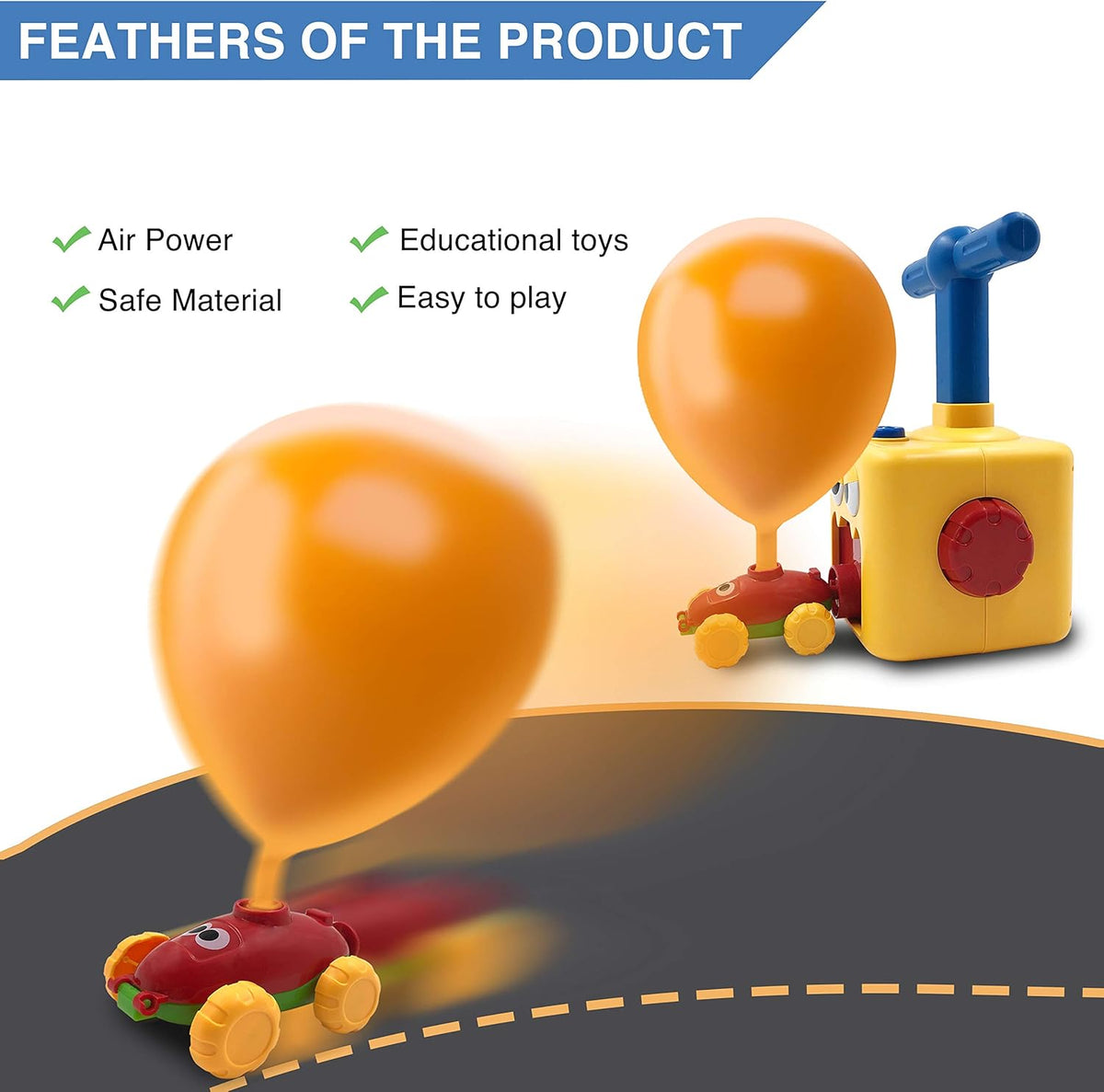 PATHOSIO PETS balloon launcher toy set with hand pump and inertia race car - view 6