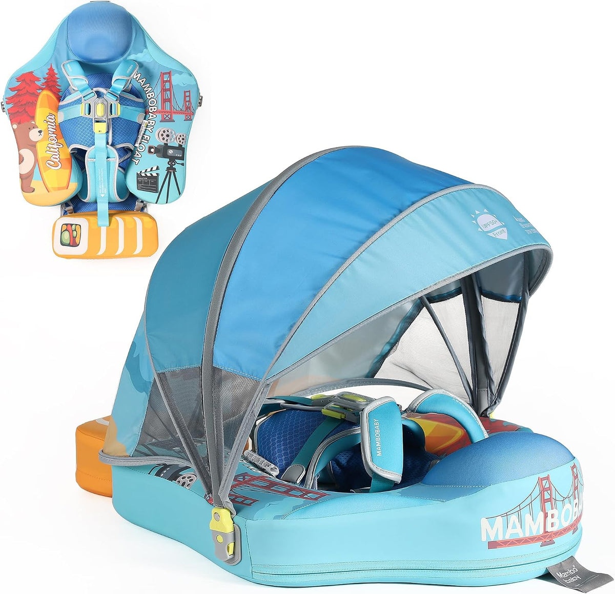 Mambobaby Float Deluxe non-inflatable baby pool float with sun canopy