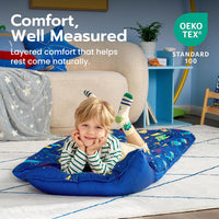 JOIEDOMI Toddler Nap Mat with Removable Pillow and Minky Blanket - Deep Blue Universe - image 3