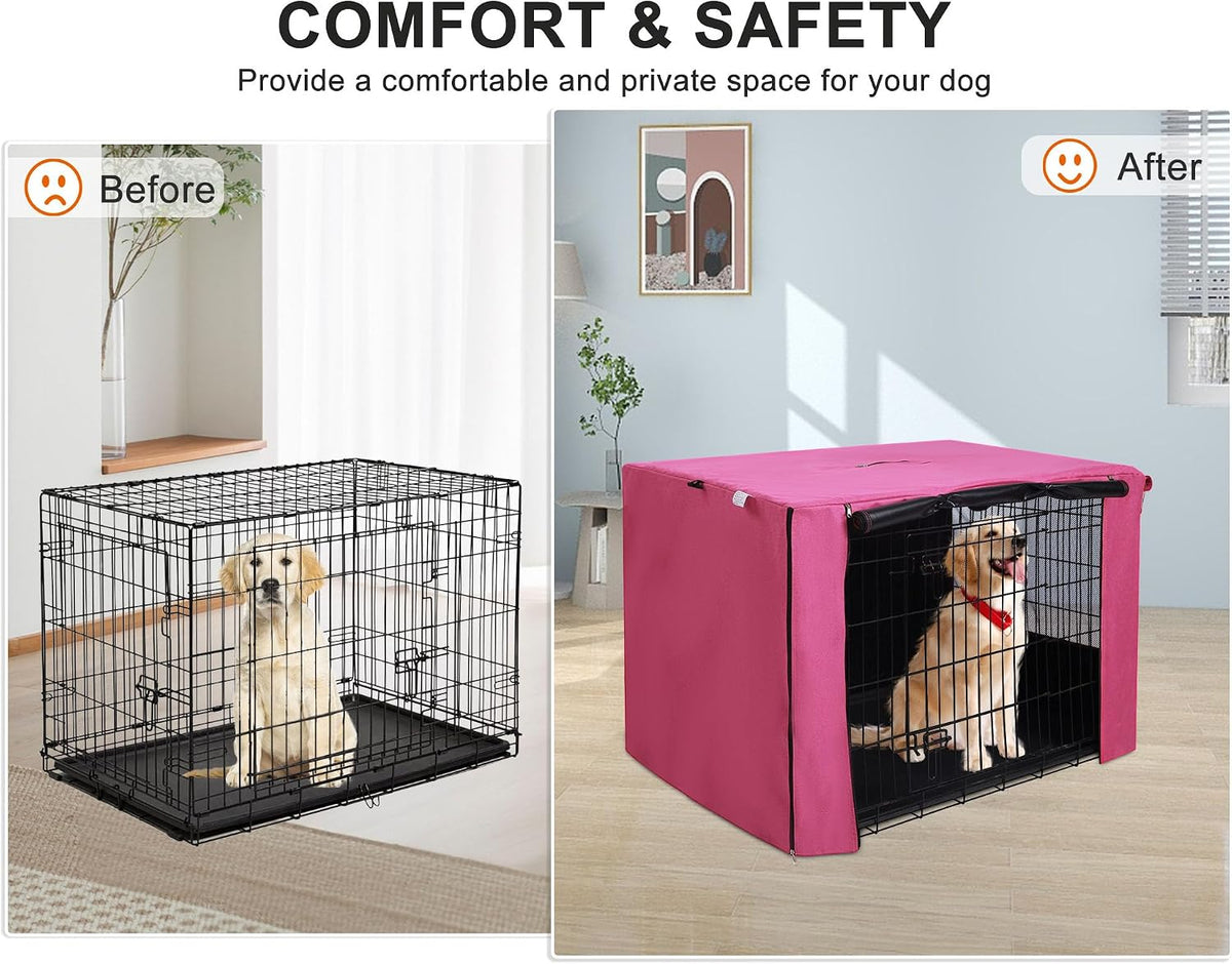 42-Inch Dog Crate Cover with Mesh, Waterproof Kennel Cover - 48.0"L x 30.0"W x 33.0"H / Pink - image 2