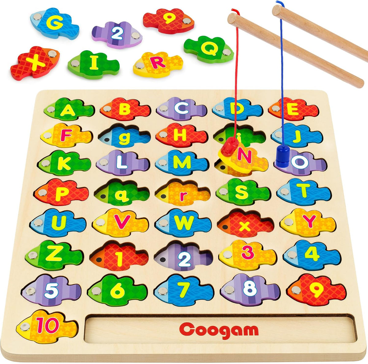 Coogam Magnetic Alphabet Numbers Fishing Game