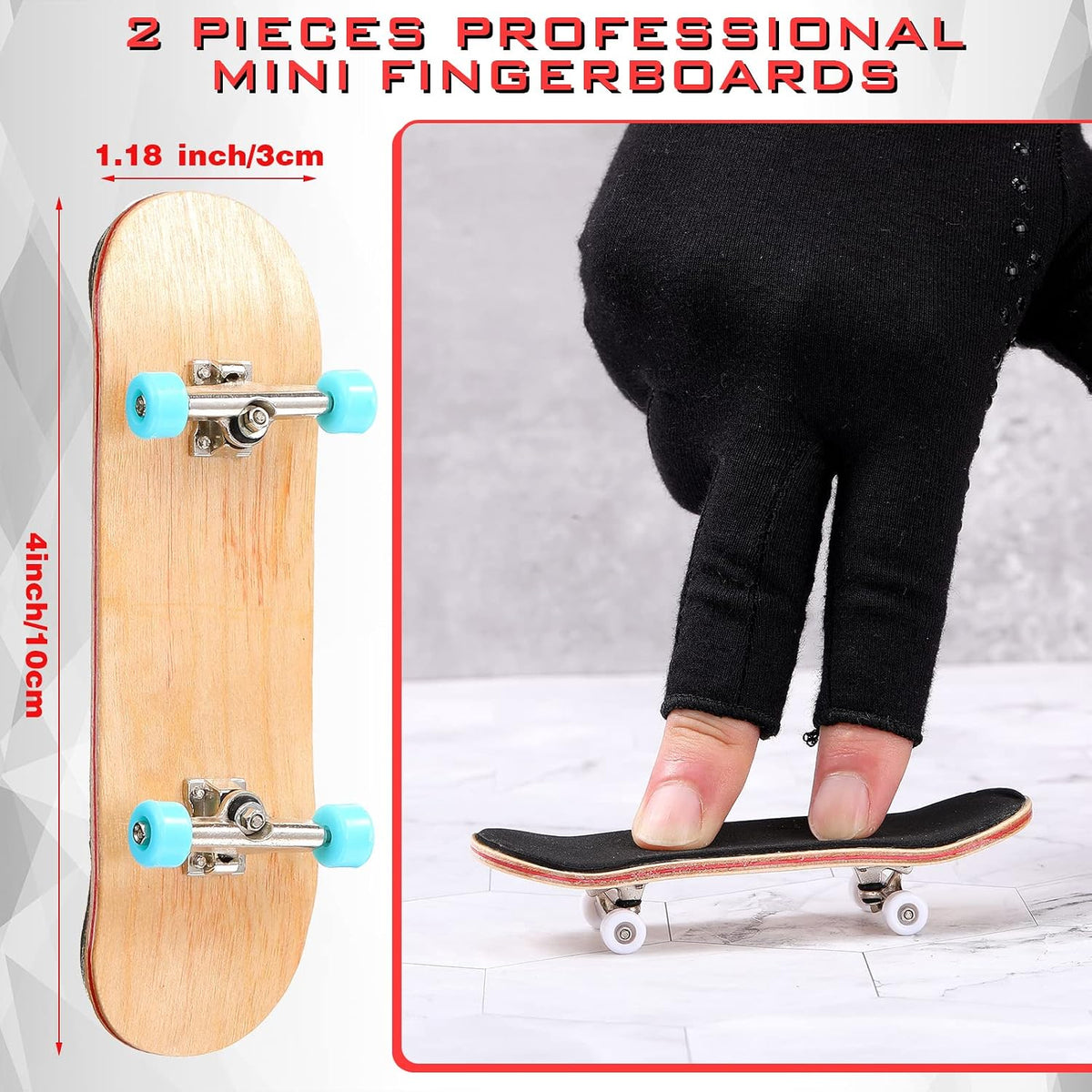Charniol two mini wooden finger skateboards with wheels and screwdrivers - view 3