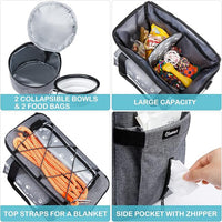Large Dog Travel Bag, Airline Approved Dogs Bags for Traveling, 2 Dog 's Food Travel Container and Collapsible Bowls, Weekend Pet Travel Bags