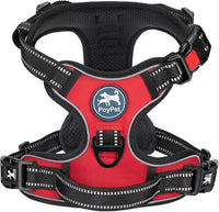 PoyPet No Pull Dog Harness Medium with Front Clip & Neck Release - S / Red