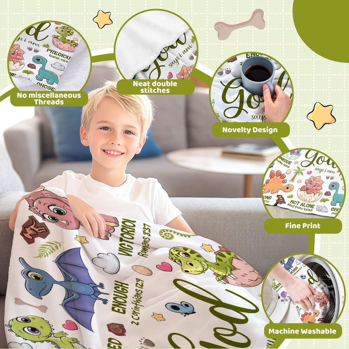Cat Throw Blanket with Bible Verse, Thoughtful Christian Gifts - Bible-dinosaur / 40"x50" - image 4