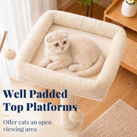 Hey-brother Cat Tree Tower with Padded Platform Bed, Hammock - 53 Inch / Beige - image 4