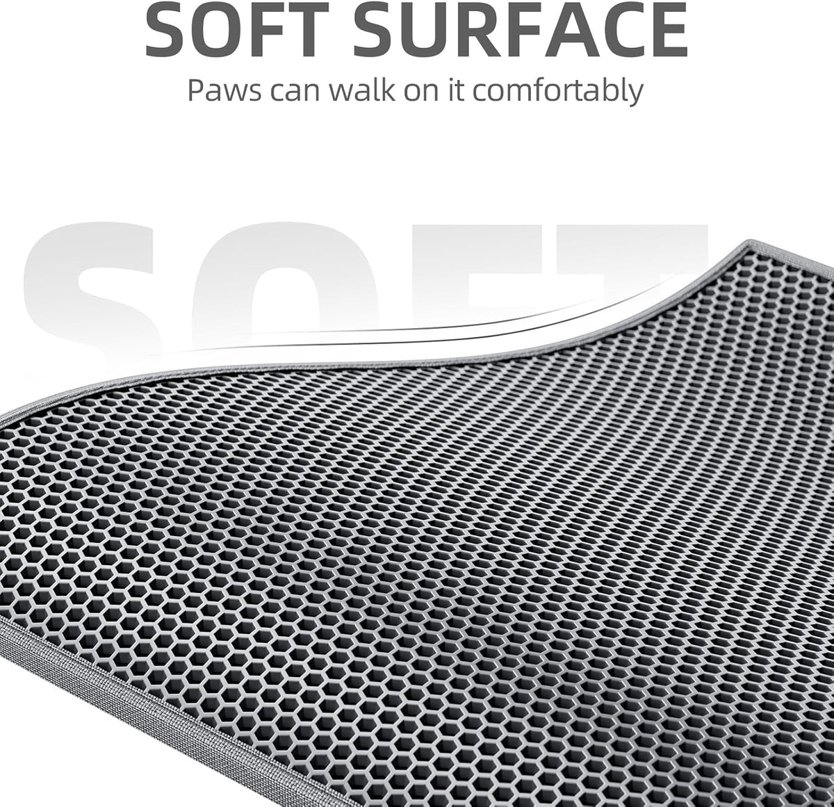 ESTHELLO Cat Litter Mat Honeycomb Double Layer Design 24’’ x 15’’ Gray – Daily Care for Cats - Gray / 30x24 Inch - image 3