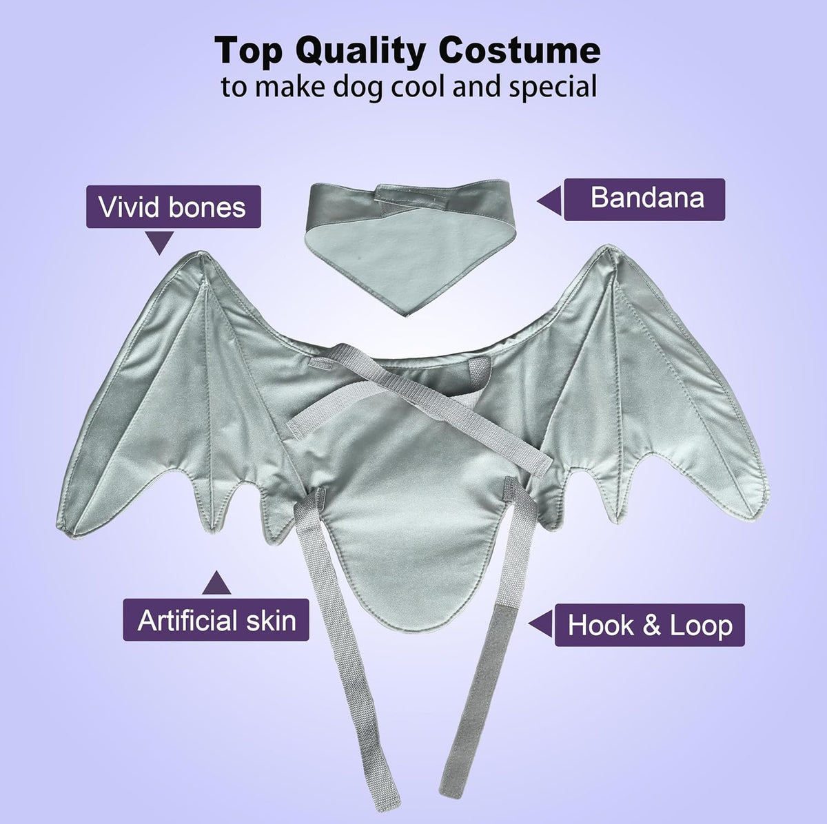 Funny Pet Reindeer Moose Costumes for Dog - Silver wings / Size M - image 4