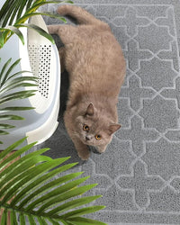 Yimobra Cat Litter Mat, 35.4"x23.6" Litter Box Mat with Litter Lock Mesh, Soft Cat Litter Mat Litter Trapping Mat, Easy to Clean, Non-Slip, Water Resistant, Litter Free Floors, Grey