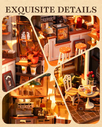 Rolife Coffee Shop DIY miniature house kit with LED lights and tiny cafe details - view 12