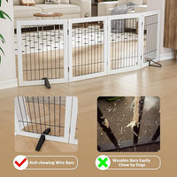 Dog Gate Indoor, Metal Dog Gates for Doorways House, 24-Inch Freestanding Pet Gates for Dogs, Puppy Fence (4 Panel, White)