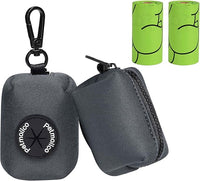 Petmolico Dog Poop Bag Holder Leash Attachment, Dog Waste Bag Dispenser Zippered Pouch, Fits Any Dog Leash, Includes Free Roll of Dog Bags, Poop Bag Dispenser - 2 Pack, Deep Gray