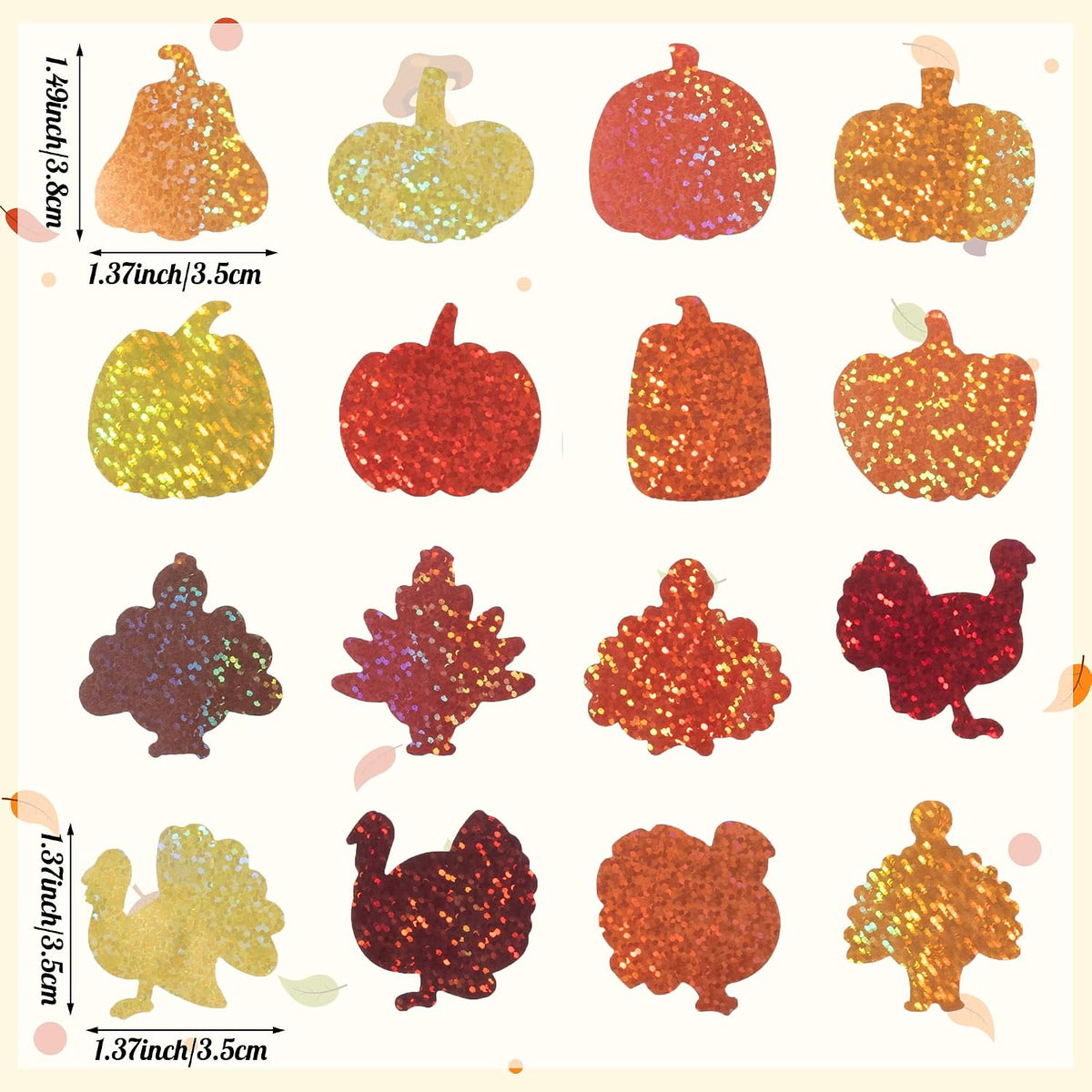 BeYumi Halloween Neon Christian Sticker - Laser Pumpkin and Turkey - image 2