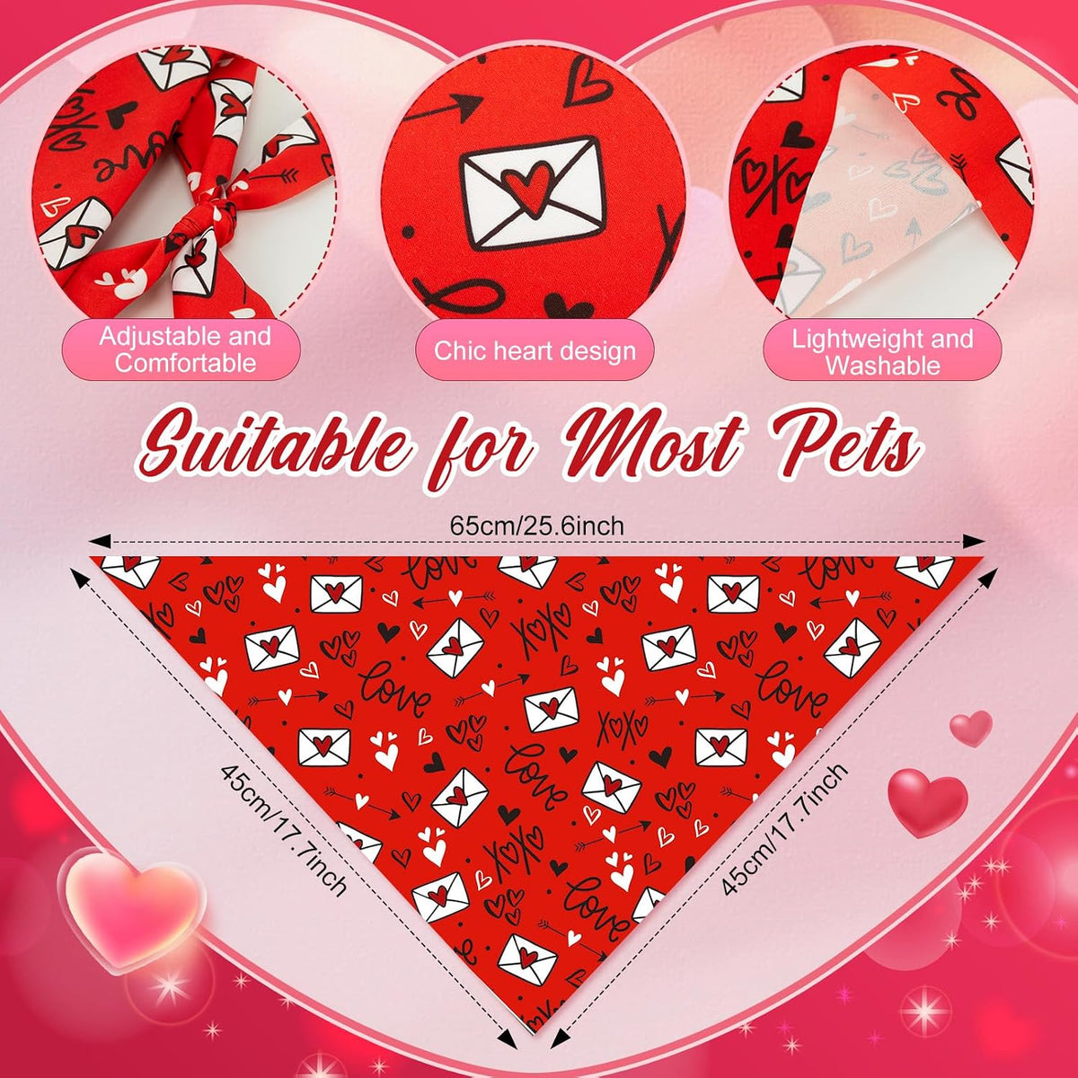 Abbylike 50 Pcs Halloween Dog Bandanas Bulk - Valentines / 25.6 x 17.7 x 17.7" - image 3