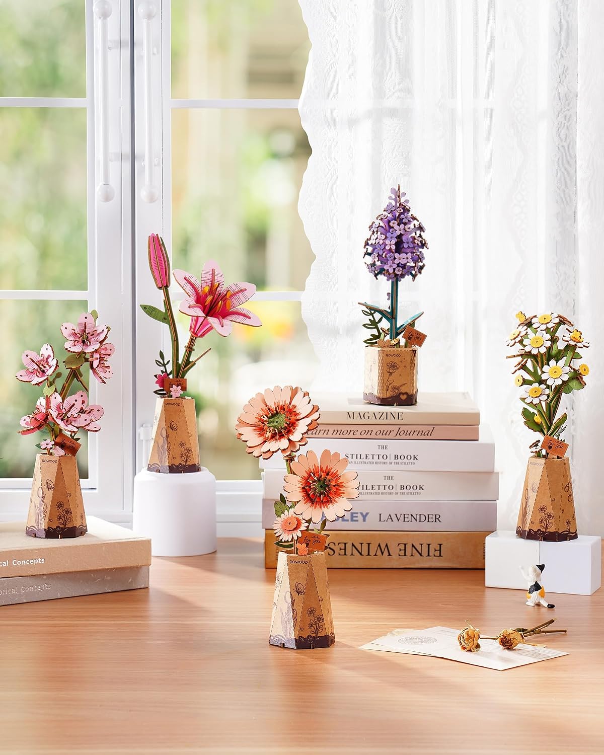 rowood 3D Puzzles for Adults - Orange Gerbera Daisy - image 4