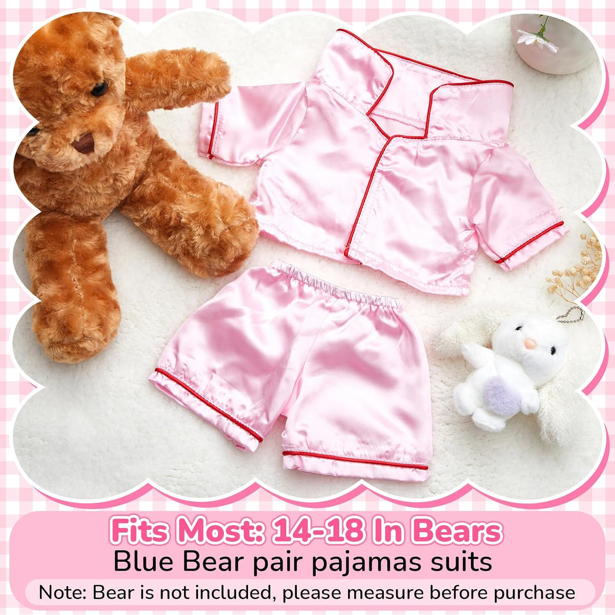 Skicuff pink 2-piece teddy bear pajama outfit with top and pants - view 17