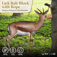 UMAID Himalayan Salt Lick 6 lbs On Rope for Horse, Deer, Goat, and Livestock Animals - Himalayan Salt Block 2 Pack