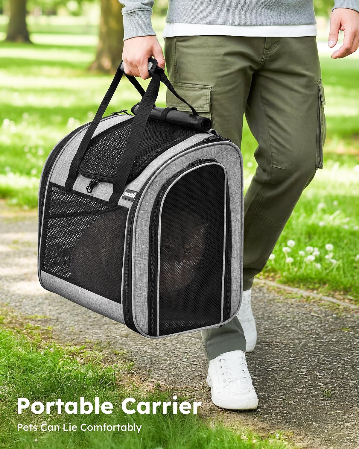 Pecute Cat Backpack with Widened Interior Space - Grey-Widened Design - image 4