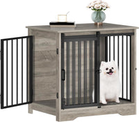 Hzuaneri 77.6 in Double Dog Crate Furniture - Greige / 27.2"L x 19.3"W x 25.4"H
