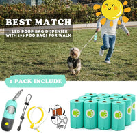 Dog Poop Waste Bags Holder with LED Flashlight - 1 Count (Pack of 13) / Mint Green - image 2