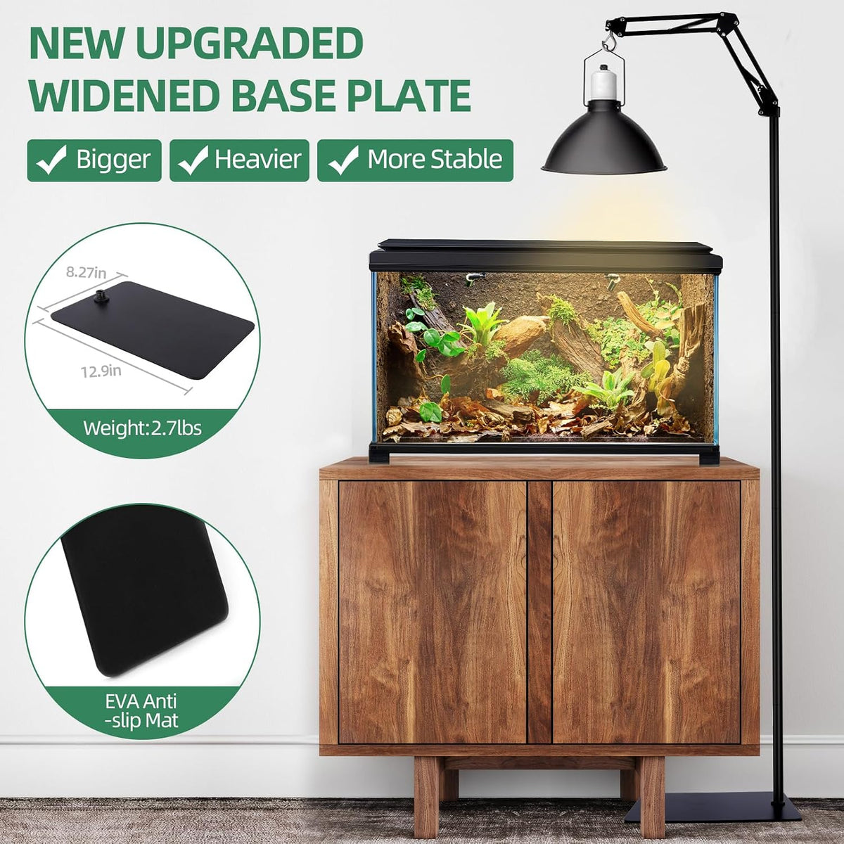 Dual Reptile Lamp Stand, 360°Rotatable Flexible Arms - 15.7-73.6inch - image 2