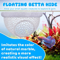 Floating Betta Hide & Shrimp Cave, 3D Printed Aquarium Decor - Grey - image 4