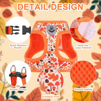 EXPAWLORER Plaid Small Dog Harness and Leash Set with AirTag Holder - Autumn Orange / Medium - image 3