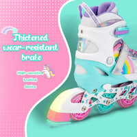 SULIFEEL Rainbow Unicorn Adjustable Kids Inline Skates for Girls Boys – Fun for Kids & Family - A Rainbow / Medium - Big Kid - image 3