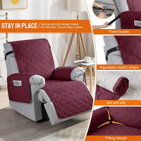 VANSOFY 100% Waterproof Recliner Chair Covers - Burgundy / 22" - image 3