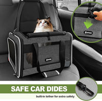 Cat Carrier 18x11x11 Top Load Soft Pet Travel Bag Over 15 lbs, Collapsible Small Dog Puppy Crate 10 Pounds, Small Animal Rabbit Kennel Carrying Case, Kitten Mesh Cage Medium Cat Under 25 Grey
