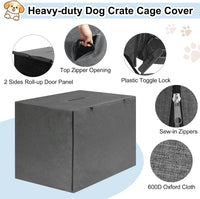 42-Inch Dog Crate Cover with Mesh, Waterproof Kennel Cover - 48.0"L x 30.0"W x 33.0"H / Minimalist Gray - image 2