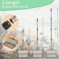 Chicken Poop Scooper - 54-Inch Long Handle Chicken Coop Cleaner, 10-Inch Wide Metal Waste Scooper for Poultry, Rabbit Hutch & Pet Cages