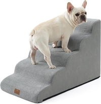 Wide Dog Stairs 19.7" Width, Pet Step for Small/Medium/Large Dog, Puppy or Cat, Pet Ramp for High Bed or Car, High Density Foam Ladder, 19.7x33x22.4 in, Stable, 5 Step, Grey