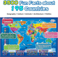 Qiaojoy Bilingual Interactive World Map for Kids Learning Educational - USA & World Map - image 3