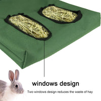 Rabbit Hay Feeder Bag Hanging Hay Rack – Essentials for Small Pets - 2 Windows / Blue - image 2
