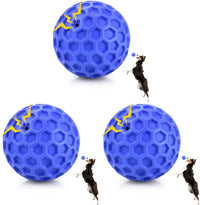 DISSKNIC Indestructible Squeaky Dog Ball, Relieves Anxiety - Large (Pack of 3) / Blue